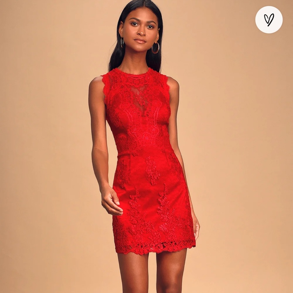 Classy LuLus Red Lace Dress. New with tags!